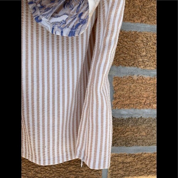 ALBERTO MAKALI SEERSUCKER OFF THE SHOULDER BLOUSE MEDIUM - Picture 8 of 12